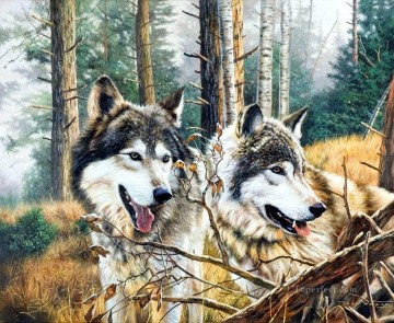 loups des bois Peinture à l'huile